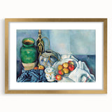 Extra large abstract art print of a textured Paul Cézanne design in a gold frame, ideal for living room decor.