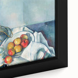 Close-up of a Paul Cézanne-style black wall art featuring colorful, textured brushstrokes on framed canvas.
