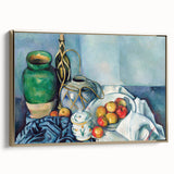 Framed canvas of a Paul Cézanne landscape painting in muted earth tones, ideal for bedroom wall art.
