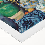 Art deco poster featuring a Paul Cézanne landscape with muted earth tones on rolled canvas, suitable for dining room decor.