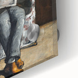 Large abstract wall art by Paul Cezanne in mid-century modernist style, featuring muted earth tones on acrylic glass.