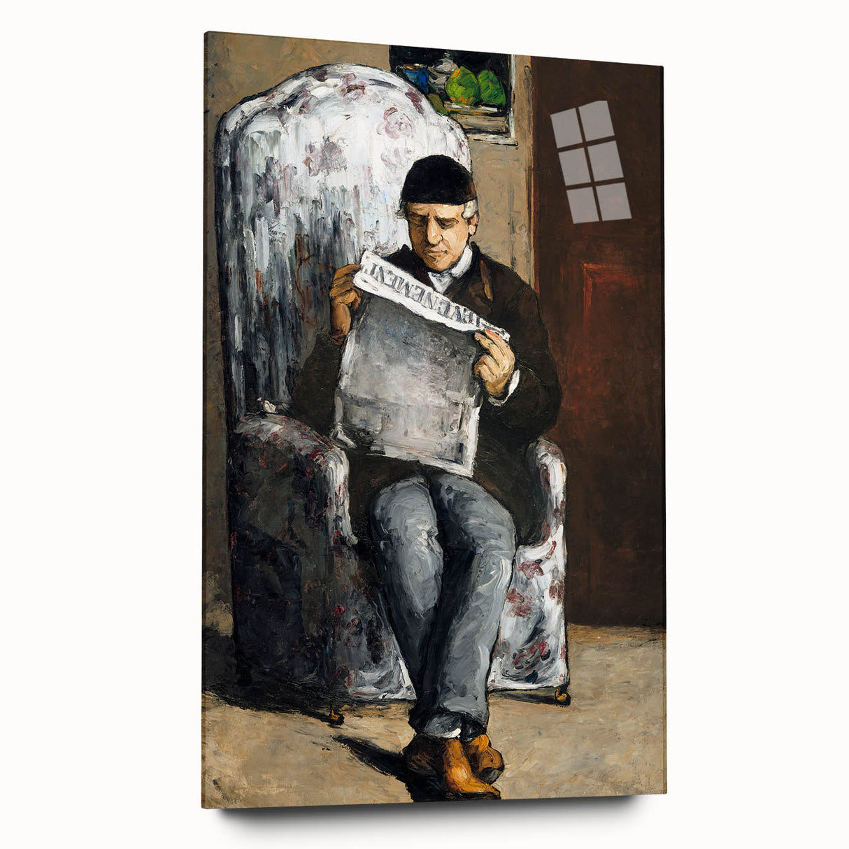 Acrylic print of a large abstract art piece by Paul Cézanne in muted earth tones, ideal for bedroom or dining room decor.