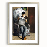 Textured abstract art print of Paul Cézanne's work in silver frame, featuring muted earthy tones, ideal for bedroom art.