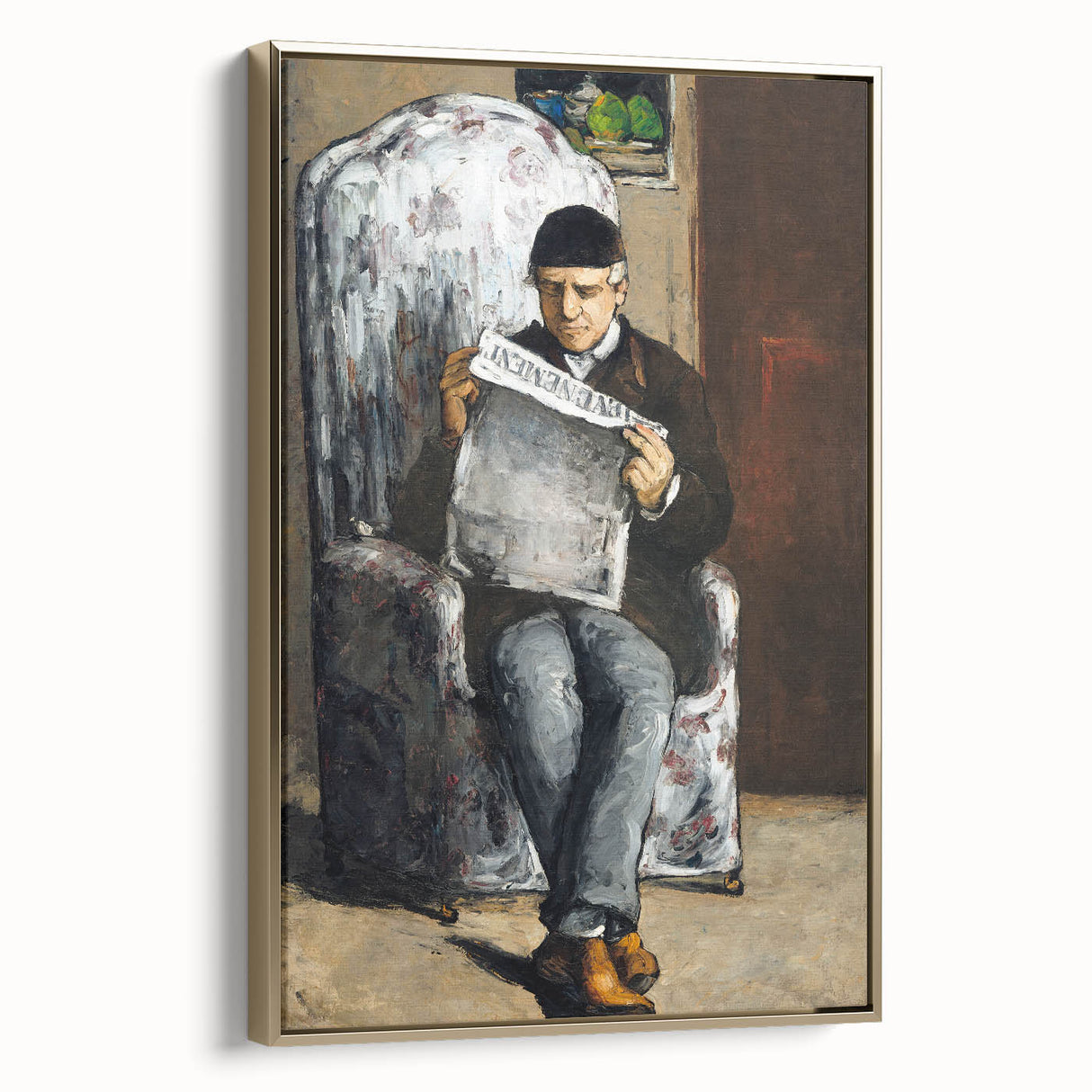 Framed canvas featuring a vintage-style landscape painting with muted earth tones, ideal for bedroom wall art.