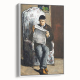 Vintage poster art of a Paul Cézanne painting in vibrant colors on a large framed canvas, ideal for living room decor.