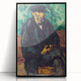 Large abstract wall art by Paul Cezanne, featuring mid-century modernist style with vivid colors on a black framed acrylic.