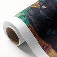 Art deco poster featuring a pastel-hued Paul Cézanne landscape on rolled canvas.