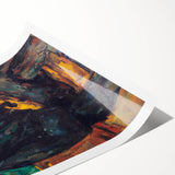 Extra large wall art featuring line art flowers in muted earth tones on rolled canvas.