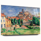 Large abstract print of a Paul Cézanne design on acrylic glass, with muted earth tones, ideal for bedroom or dining room art.
