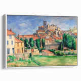 Extra large framed canvas of Paul Cézanne's vintage poster art, featuring a colorful palette on a black background.