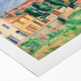 Art deco poster featuring a Paul Cézanne design on rolled canvas, with muted earth tones, ideal for dining room wall art.