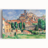 Black and white print of Paul Cézanne's artwork on stretched canvas, ideal for kitchen wall art.