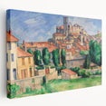 Side view of a stretched canvas featuring Paul Cézanne's post-impressionist style, ideal for kitchen wall art.