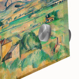 Large abstract wall art by Paul Cézanne in mid-century modernist style, featuring muted earth tones on acrylic glass.