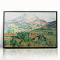 Large abstract wall art by Paul Cezanne, featuring mid-century modernist style with vibrant hues on framed acrylic.