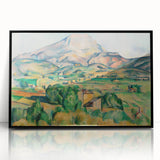 Large abstract wall art by Paul Cezanne, featuring mid-century modernist style with vibrant hues on framed acrylic.