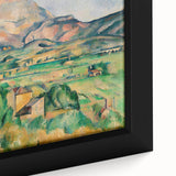 Extra large framed canvas featuring a close-up of Paul Cézanne's textured, colorful art on a black background.