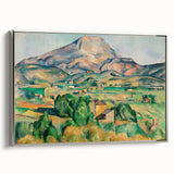 Landscape art painting by Paul Cezanne, featuring muted earth tones on a framed canvas, ideal for vintage-style room decor.