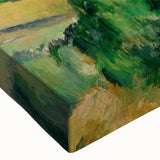 Large art depicting a black and white landscape painting on stretched canvas, ideal for bedroom wall decor.