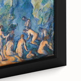Extra large framed canvas featuring a close-up of Paul Cézanne's textured, colorful art with black accents.