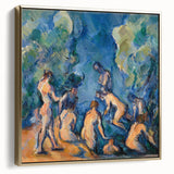 Framed canvas of a Paul Cézanne landscape painting in muted earth tones, ideal for bedroom wall art.