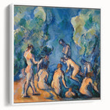 Vintage poster art of a Paul Cézanne painting on framed canvas, featuring vibrant color palette, ideal for living room decor.