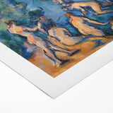 Art deco poster of a Paul Cezanne landscape on rolled canvas, featuring muted earth tones, ideal for dining room wall art.