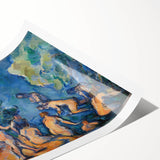 Extra large wall art featuring line art flowers in muted earth tones on rolled canvas.