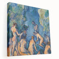 Paul Cézanne-inspired large art on stretched canvas featuring a dynamic mix of natural and architectural elements in earthy…