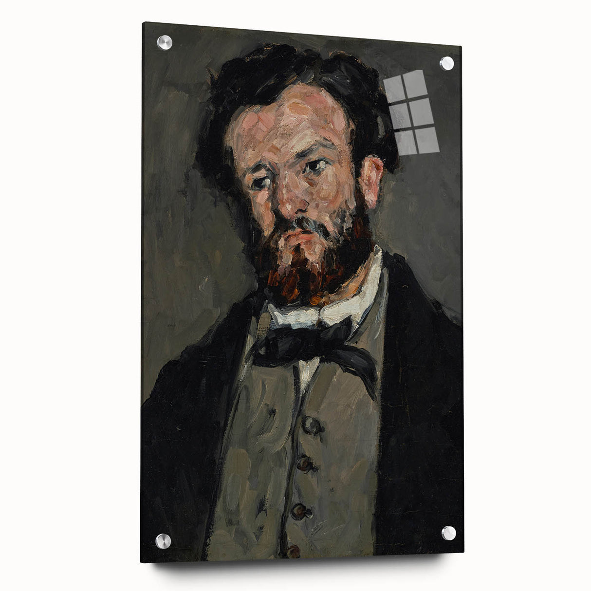 Acrylic print of a Paul Cézanne-inspired abstract design in muted earth tones, ideal for dining room decor.