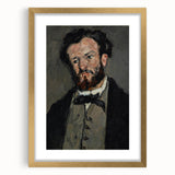 Extra large abstract art print of a Paul Cézanne painting, featuring textured brush strokes in a gold frame.