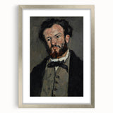 Textured abstract art print by Paul Cézanne featuring muted earth tones, framed in silver, ideal for bedroom art.