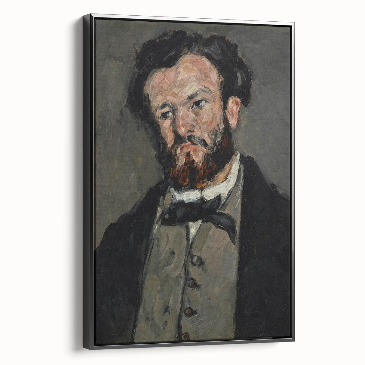 Black and white framed canvas of a vintage landscape painting, ideal for bedroom wall art.