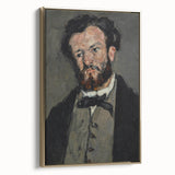 Framed canvas of Paul Cézanne landscape painting in muted earth tones, ideal for bedroom wall art.