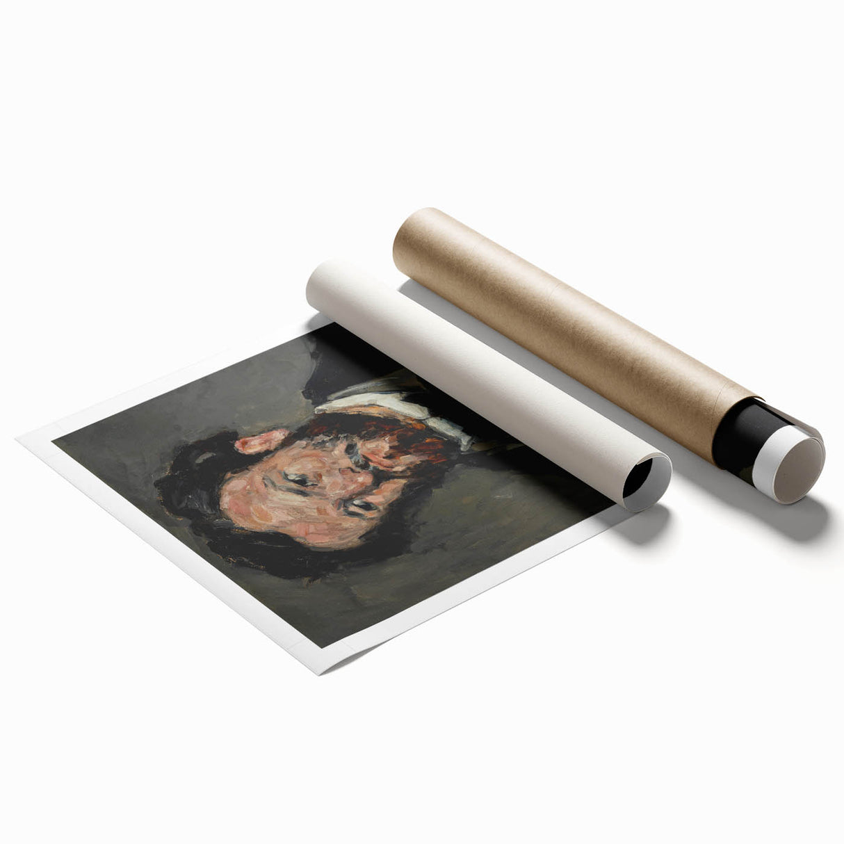 Extra large rolled print featuring a Paul Cézanne floral design in muted greens and blues.