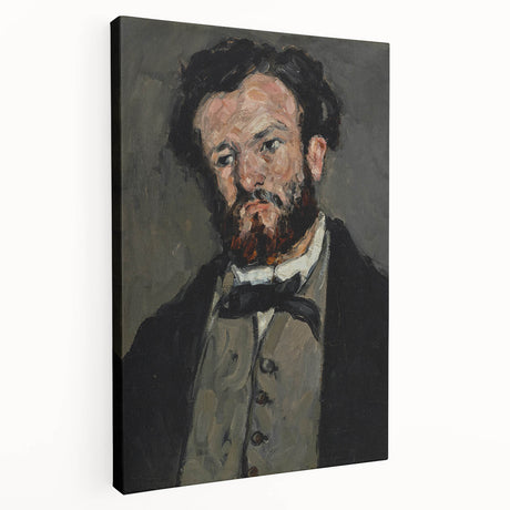 Paul Cézanne-inspired impressionist landscape on large stretched canvas, featuring soft green and blue tones.
