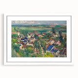 Abstract art print of a Paul Cézanne painting with white frame and mat, showing muted earth tones.