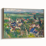 Framed canvas featuring a vintage-style landscape painting by Paul Cézanne, with muted earth tones.