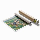 Rolled print of Paul Cézanne's floral art in muted greens and blues, ideal for classy bathroom wall art.