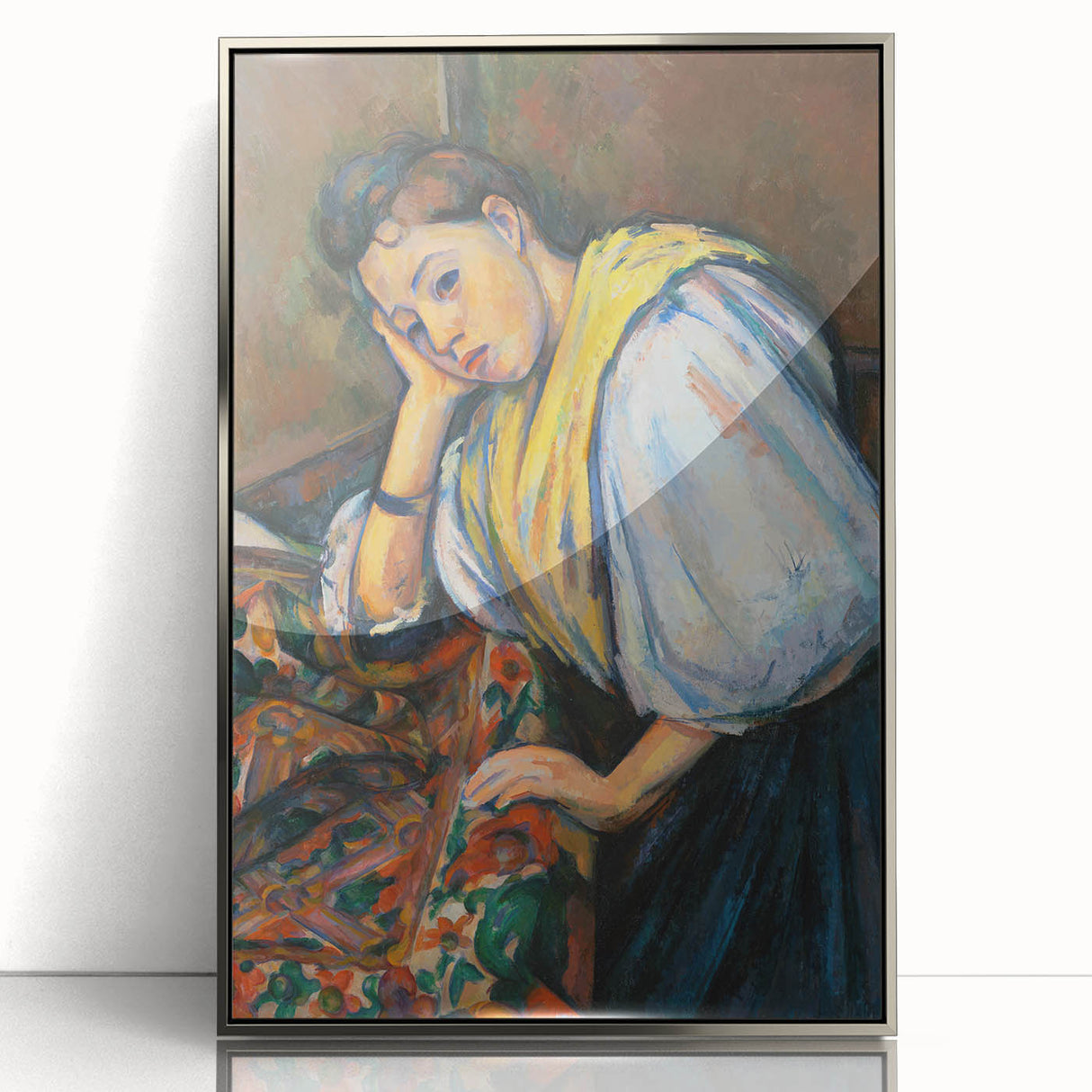 Mid-century modernist art by Paul Cezanne, featuring muted earth tones on framed acrylic.