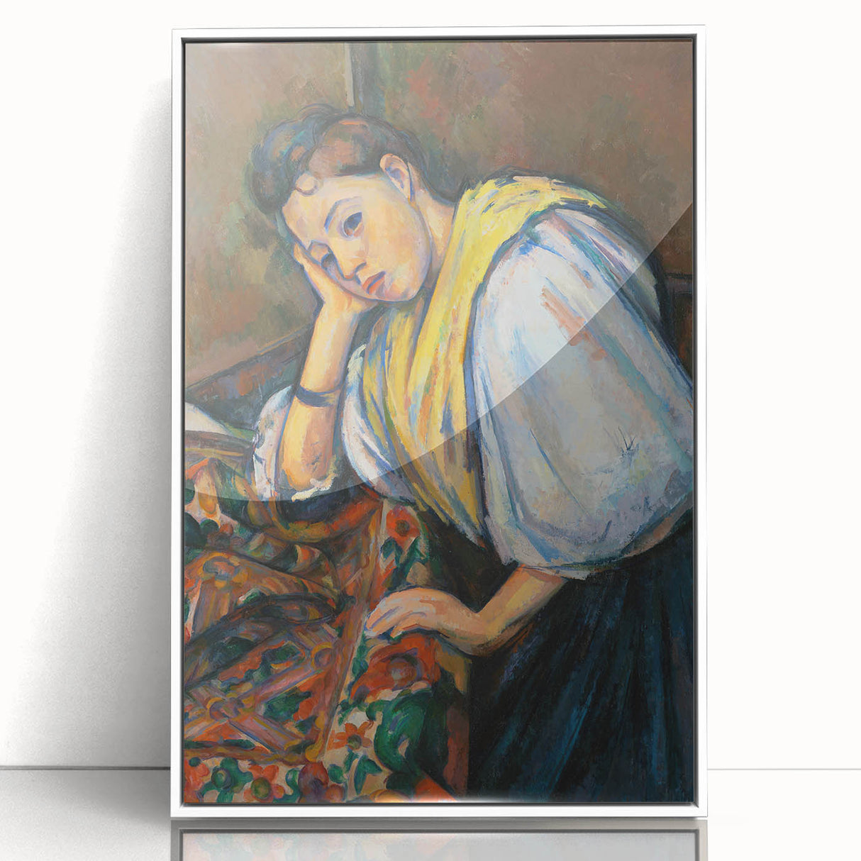 Acrylic print of Paul Cézanne's modern art featuring muted earth tones in an art deco style, suited for nursery wall art.