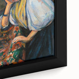 Extra large black framed canvas featuring a textured, colorful abstract design by Paul Cezanne, ideal for living room decor.