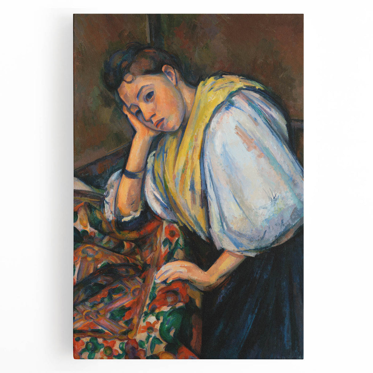 Large black and white print of Paul Cézanne's artwork on stretched canvas, suitable for kitchen art.