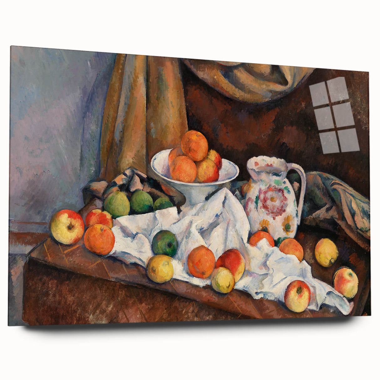 Large abstract print of Paul Cézanne's artwork on acrylic glass, featuring muted earth tones.