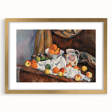 Extra large abstract art print of a textured Paul Cézanne painting in a gold frame, ideal for living room decor.