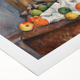 Art deco poster featuring a Paul Cézanne landscape in muted earth tones on rolled canvas, suitable for dining room decor.