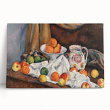 Black and white stretched canvas featuring a large depiction of Paul Cézanne's artwork.