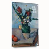 Acrylic print of a Paul Cézanne painting, featuring a landscape in green and blue tones, ideal for dining room decor.