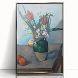 Mid-century modernist art by Paul Cezanne, featuring a landscape in muted earth tones on a framed acrylic.