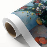 Art deco poster of a Paul Cézanne landscape on rolled canvas, featuring muted earth tones, ideal for nursery wall art.